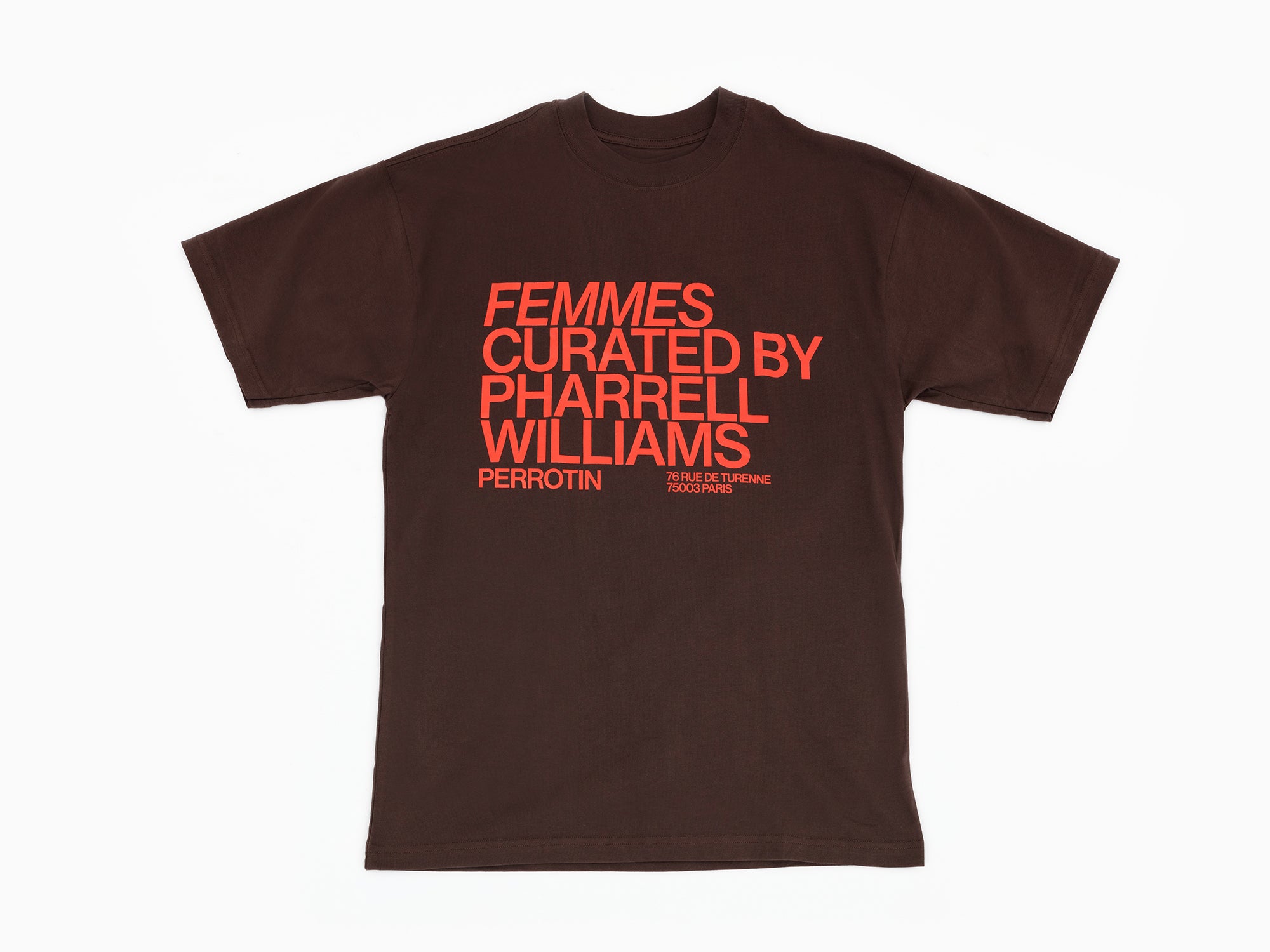 Perrotin x Pharrell Williams - T-Shirt marron "Femmes, Curated by Pharrell Williams" (en anglais)