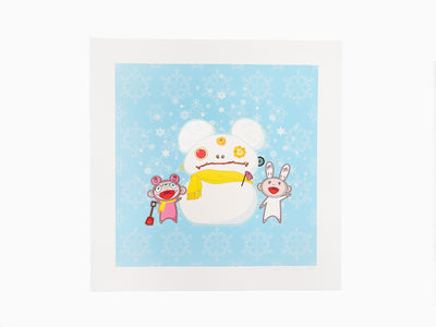 Takashi Murakami - Snow, Moon and Flower : Bonhomme de neige avec Kaikai et Kiki