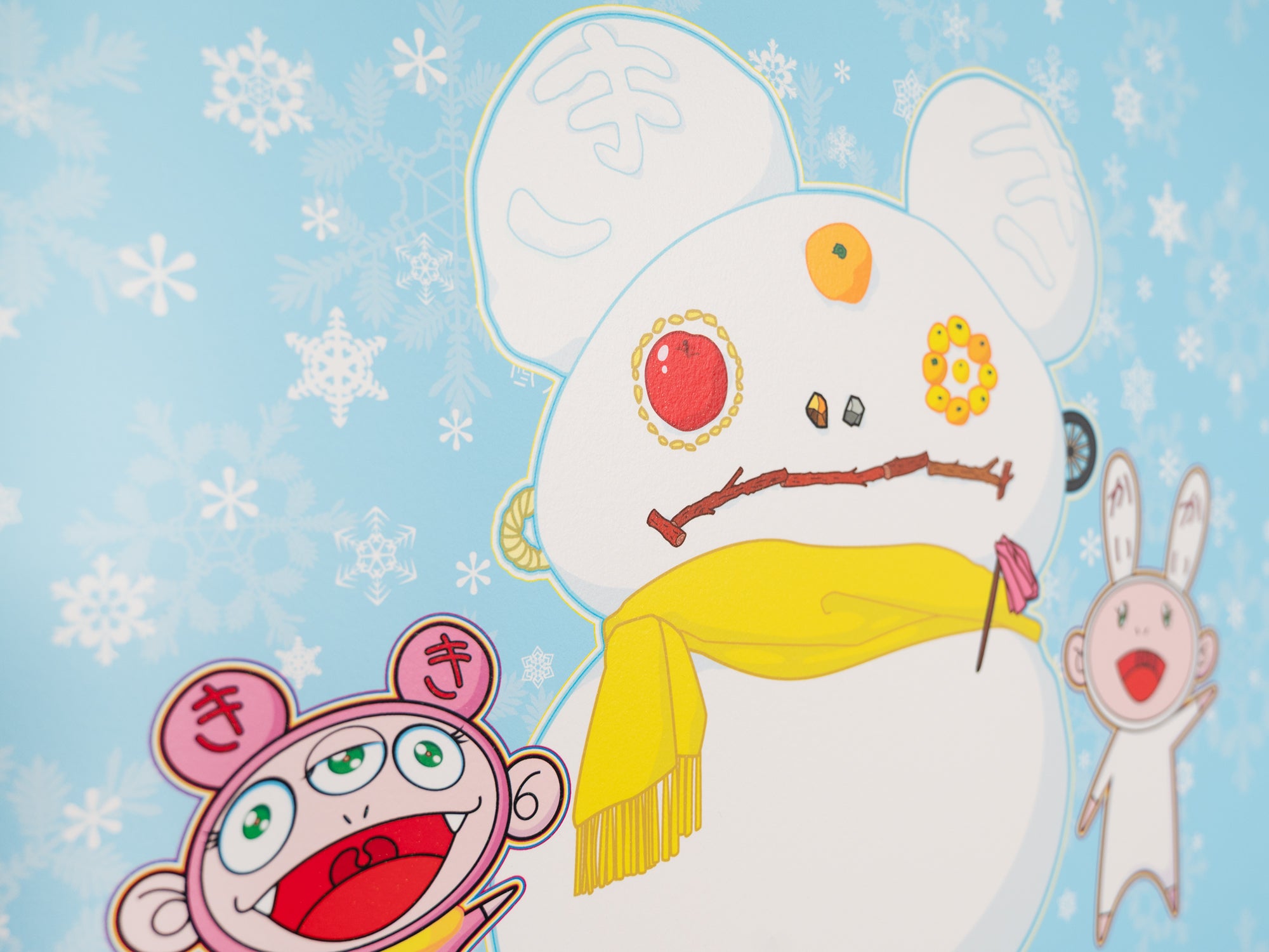 Takashi Murakami - Snow, Moon and Flower : Bonhomme de neige avec Kaikai et Kiki