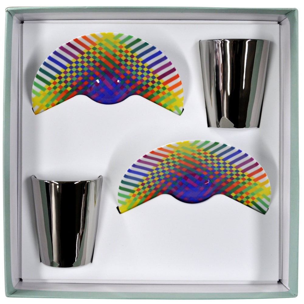Julio Le Parc - Coffret tasses a cafe (tasses platinees)