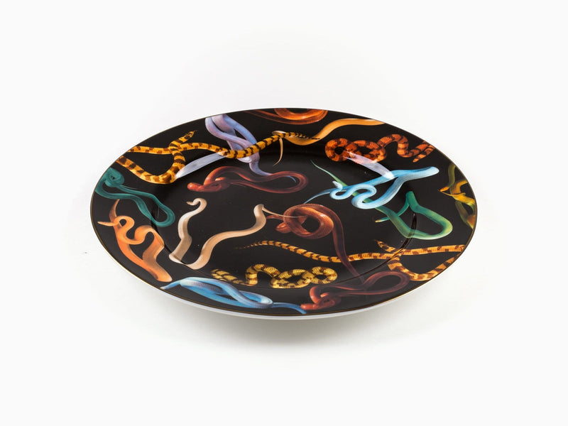 Seletti wears Toiletpaper - Assiette porcelaine dorée - Serpents