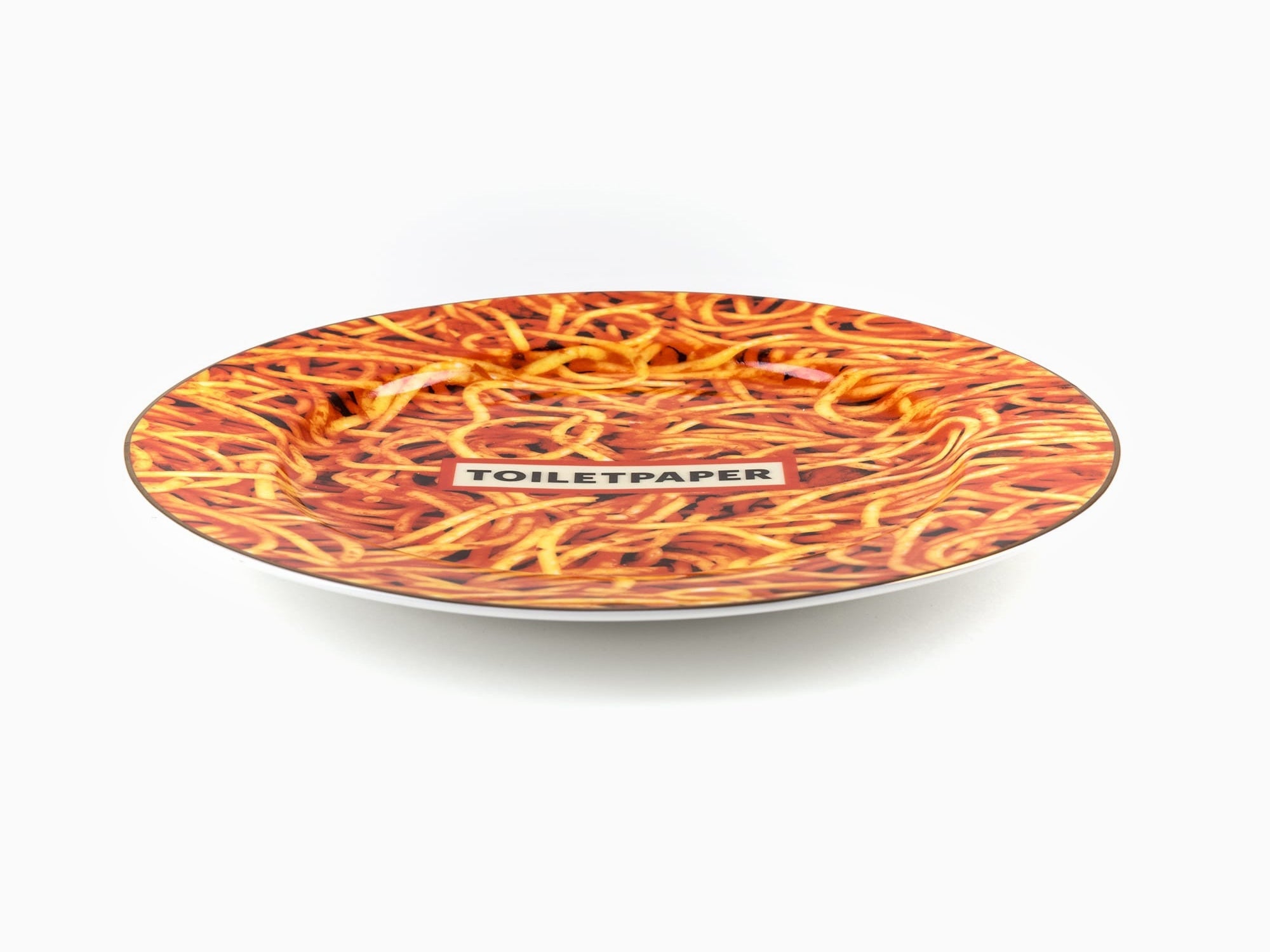 Seletti porte du papier toilette - Assiette porcelaine dorée - Spaghetti