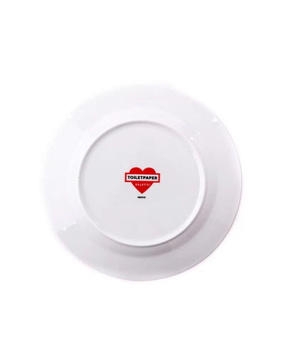 Seletti porte Toiletpaper - assiette en porcelaine bordure or Trompettes