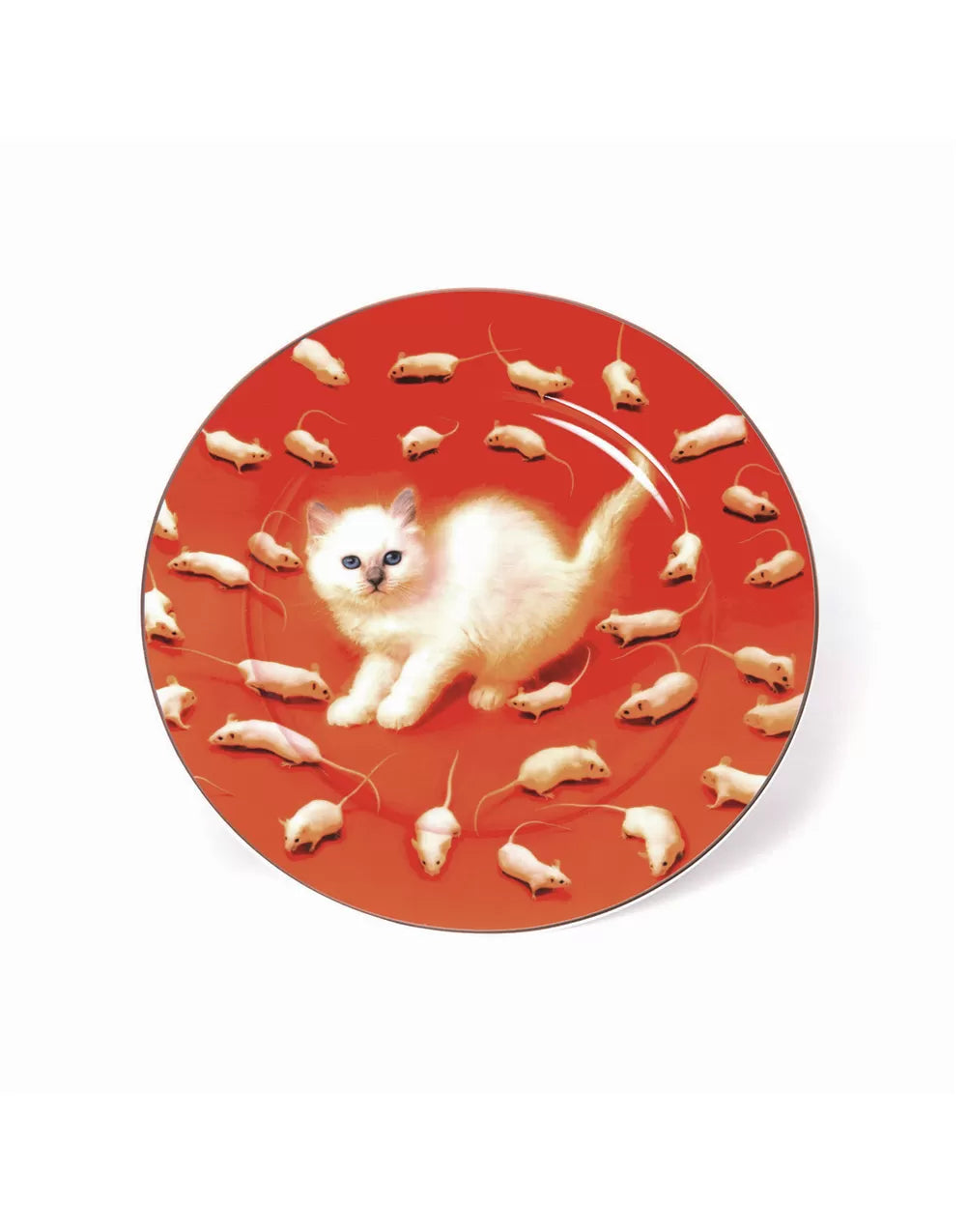 Seletti porte Toiletpaper - assiette en porcelaine bordure or Chaton