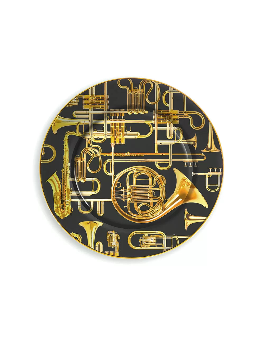 Seletti porte Toiletpaper - assiette en porcelaine bordure or Trompettes