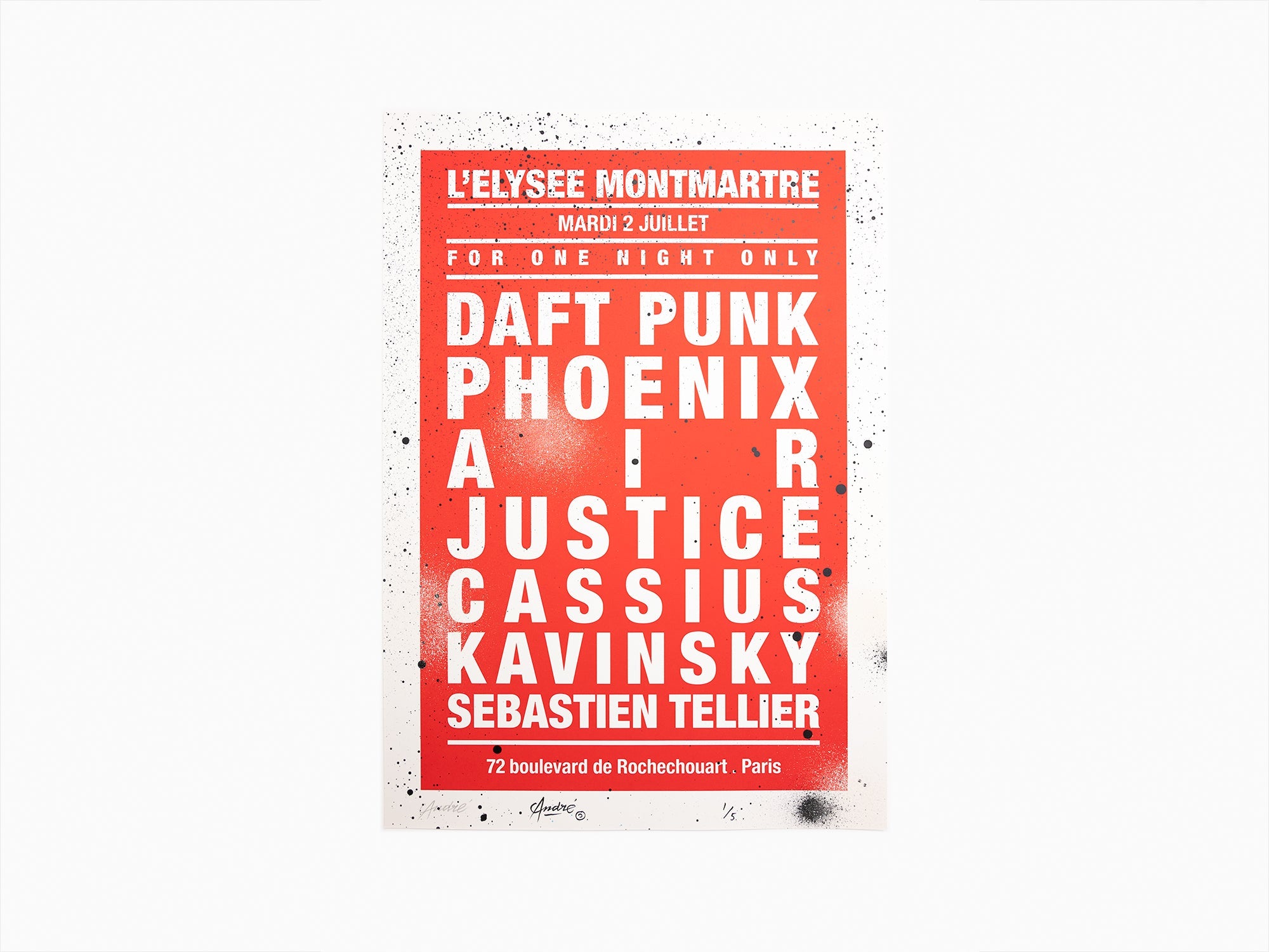 André - Dream Concerts (Daft Punk) Rouge / Blanc (rehaussé à la main)