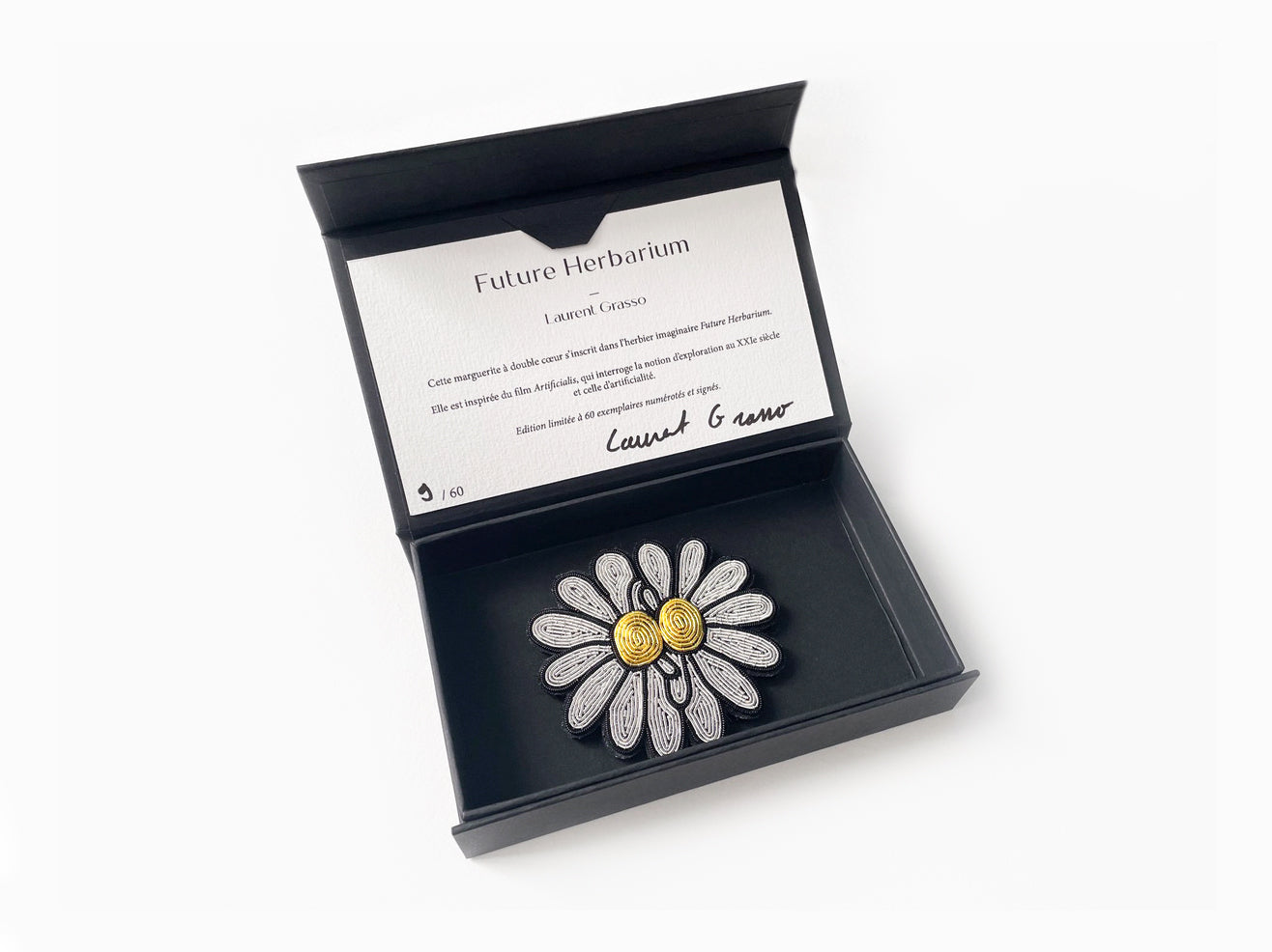 Laurent Grasso - Future Herbarium (broche marguerite)
