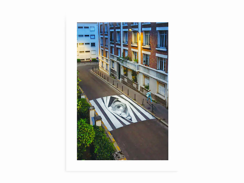 JR - Poster Finding Hope, vue de nuit, Paris, France, 2020