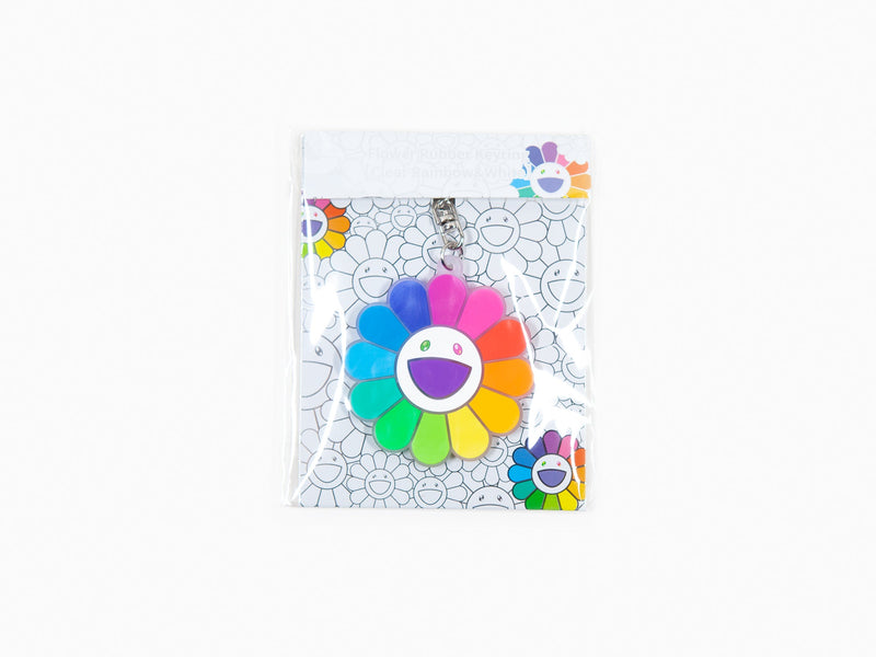 Takashi Murakami - Porte-clés caoutchouc en forme de fleur - transparent arc-en-ciel et blanc