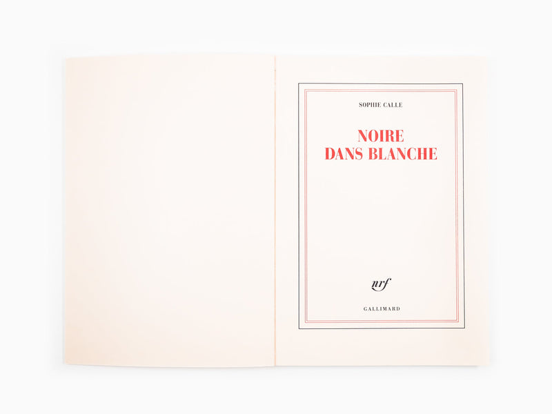 Sophie Calle - Noire dans Blanche