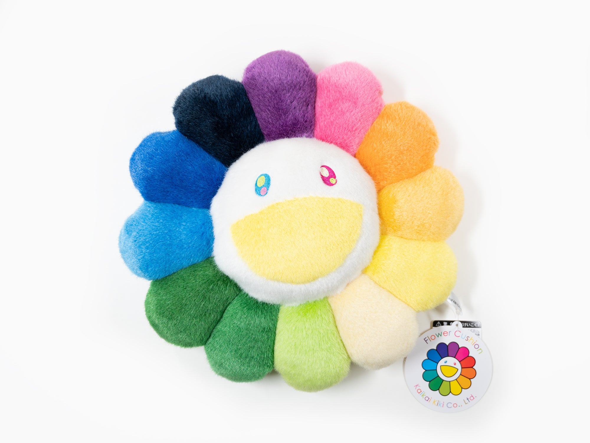 Takashi Murakami - coussin fleur - 30 cm - Arc-en-ciel & Blanc & Jaune