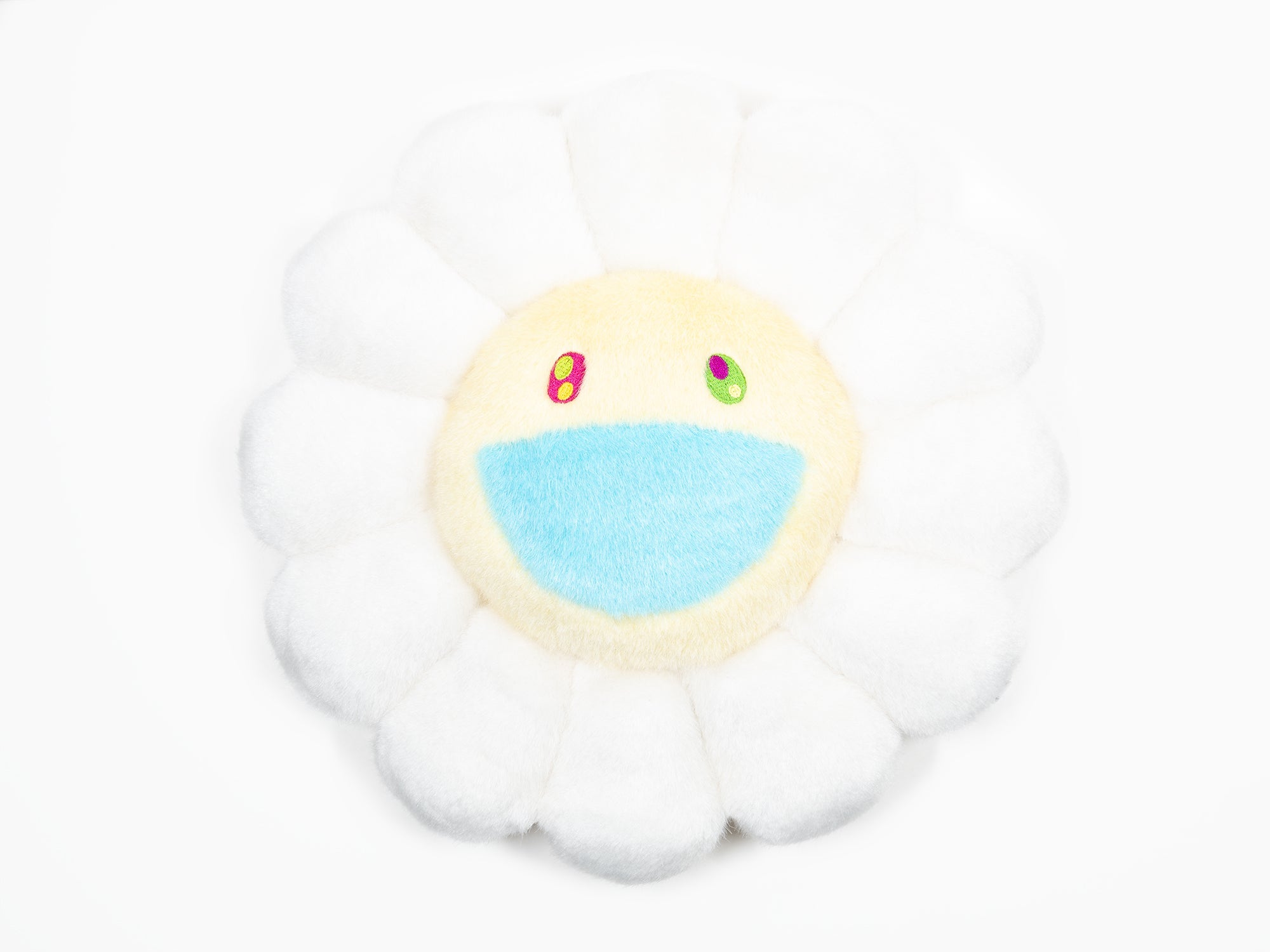 Takashi MURAKAMI - Coussin Fleur - 30 cm - Blanc (bouche bleue)