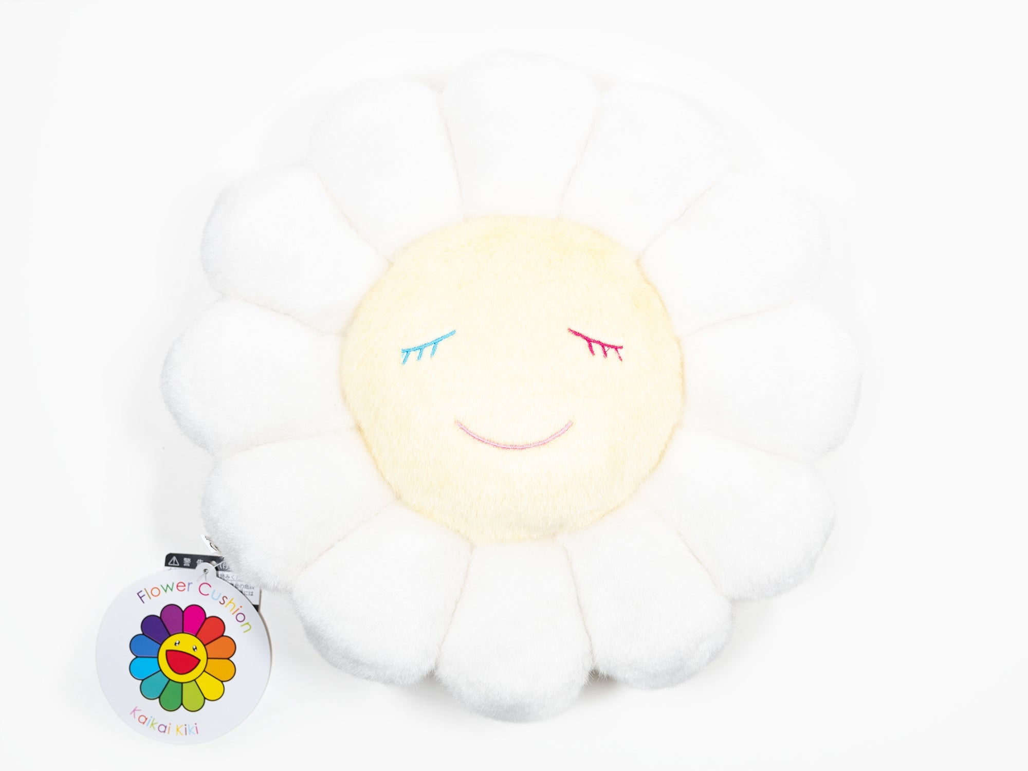 Takashi MURAKAMI - Coussin Fleur - 30 cm - Blanc (bouche bleue)