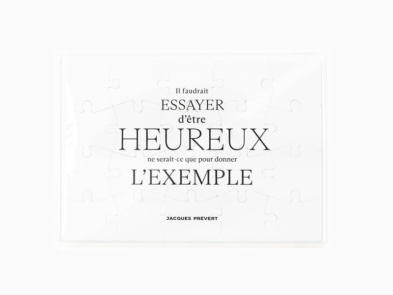 Carte postale puzzle - Il faudrait essayer d'être heureux / Jacques Prévert