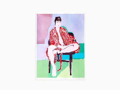 Claire Tabouret - Autoportrait en robe (violet) Ukiyo-e