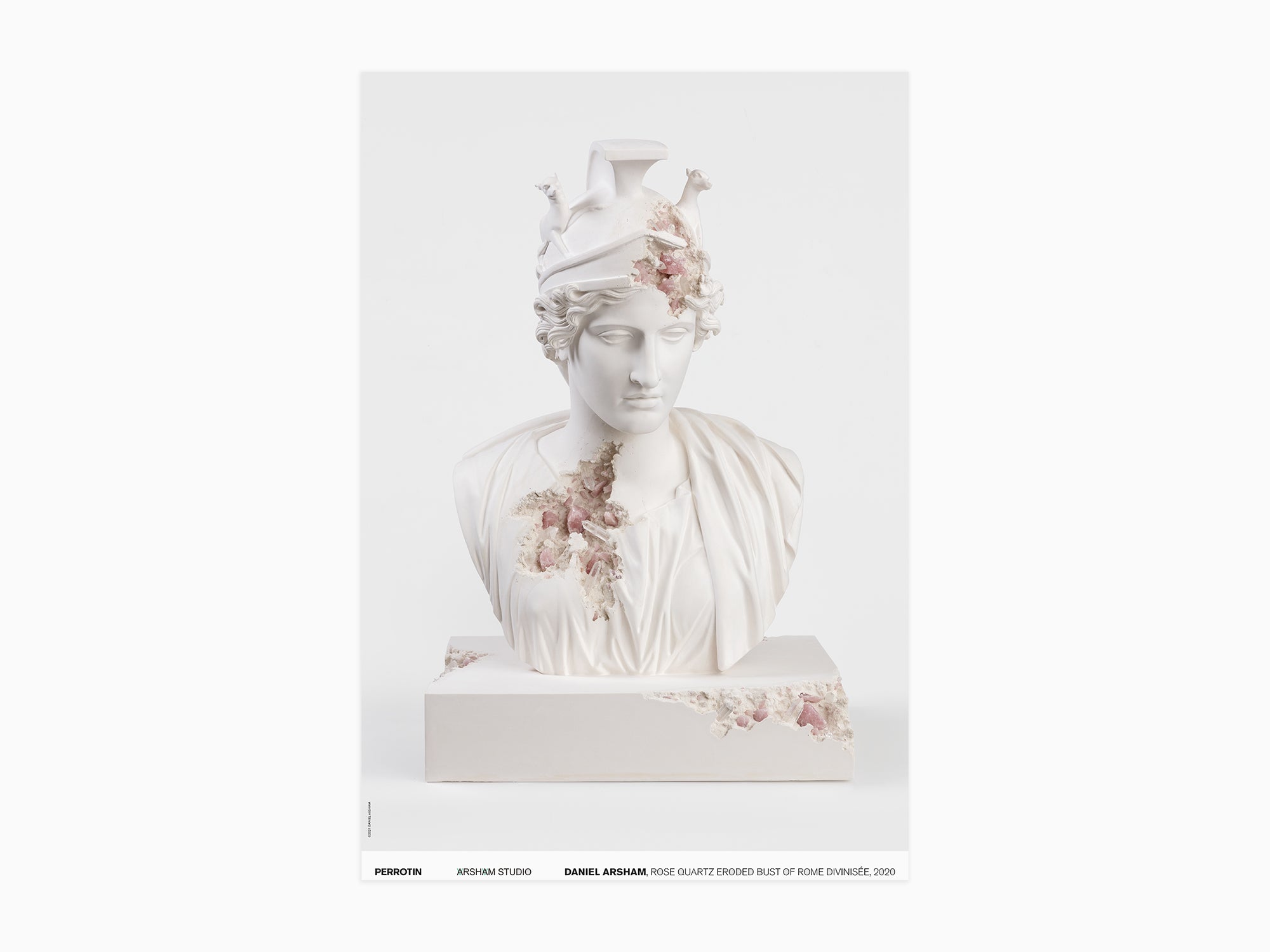 From The Archives: Daniel Arsham - Rose Quartz Eroded Bust of Rome Divinisée, 2020 ( poster signé)