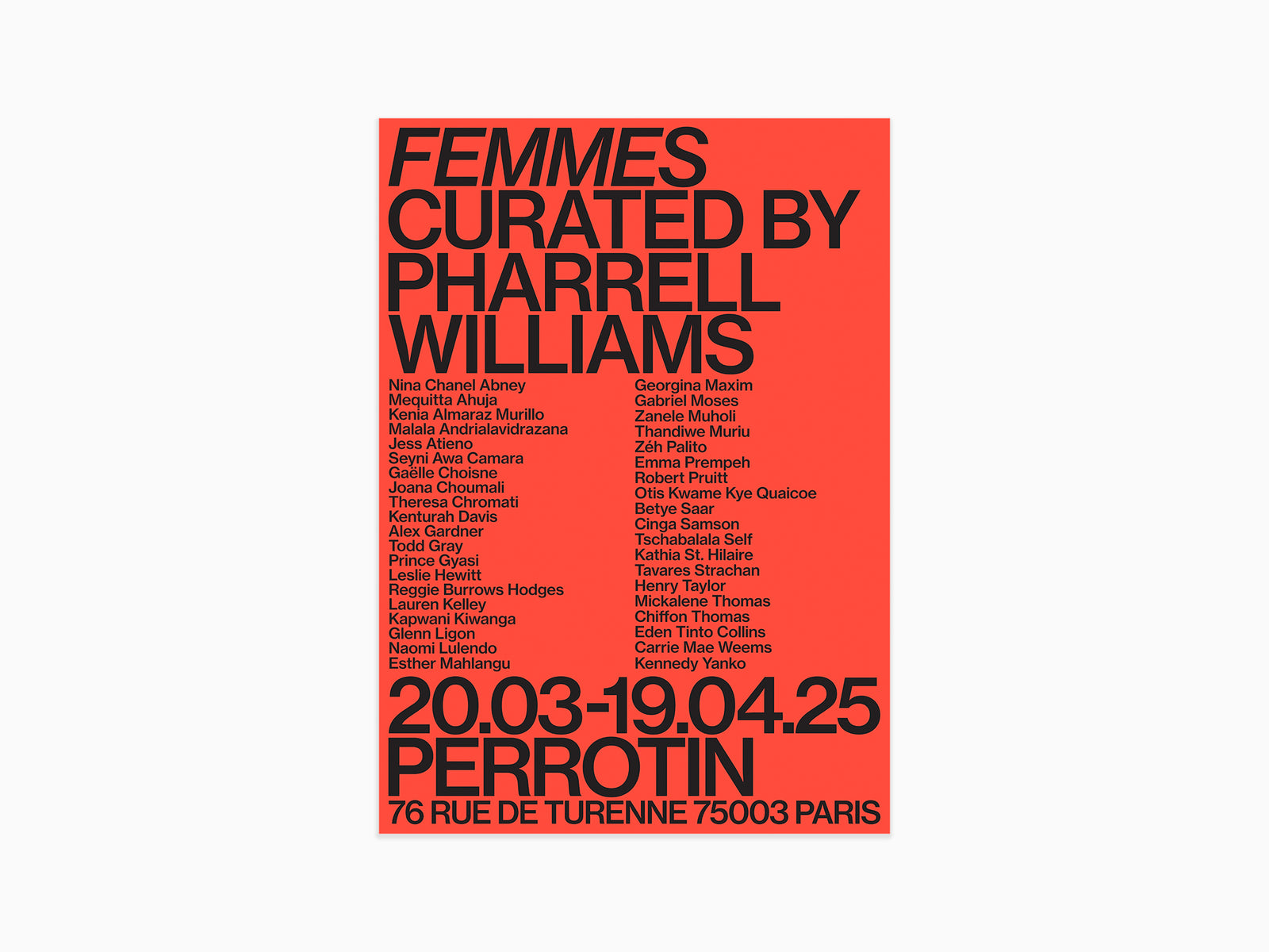 Perrotin x Pharrell Williams - Poster "Femmes, Curated by Pharrell Williams" (en anglais)