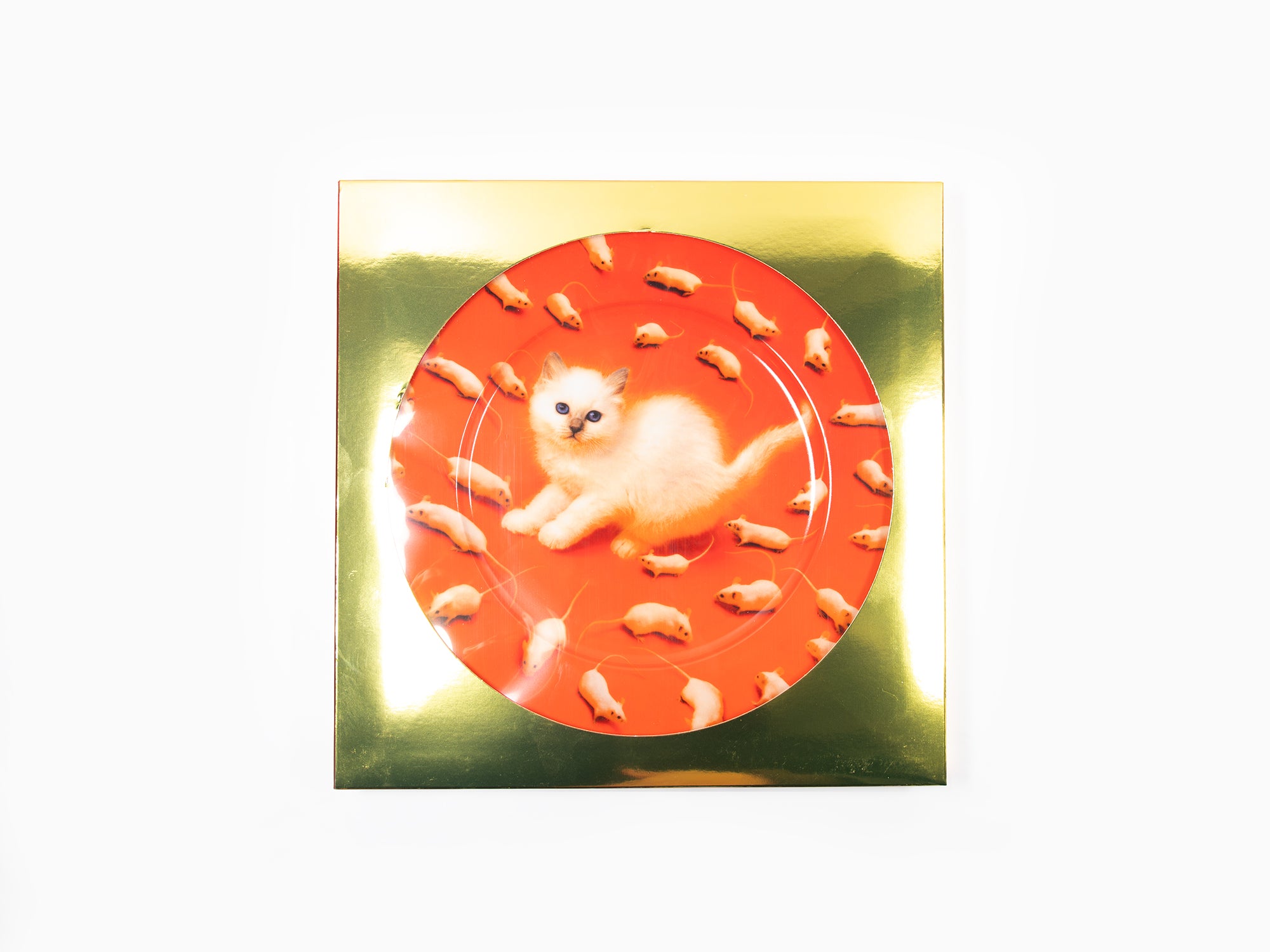 Seletti porte Toiletpaper - assiette en porcelaine bordure or Chaton