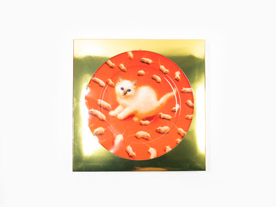 Seletti porte Toiletpaper - assiette en porcelaine bordure or Chaton