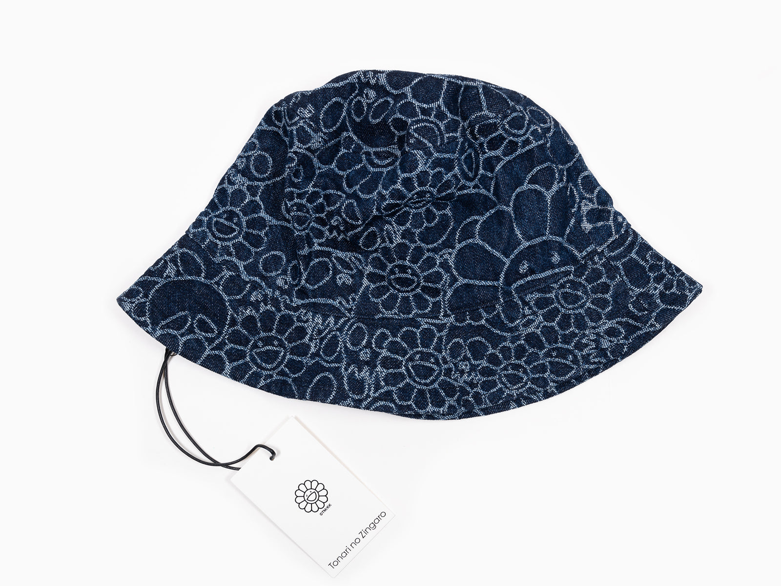 Takashi Murakami - Chapeau Bucket en denim Jacquard fleurs et crânes