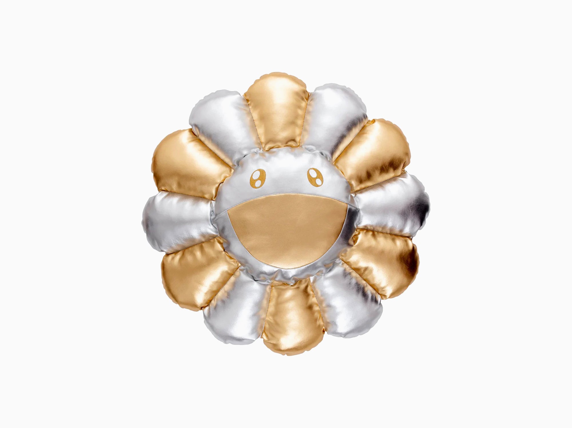 Takashi Murakami - coussin fleur - 30 cm - Argent et or