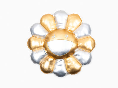 Takashi Murakami - coussin fleur - 30 cm - Argent et or