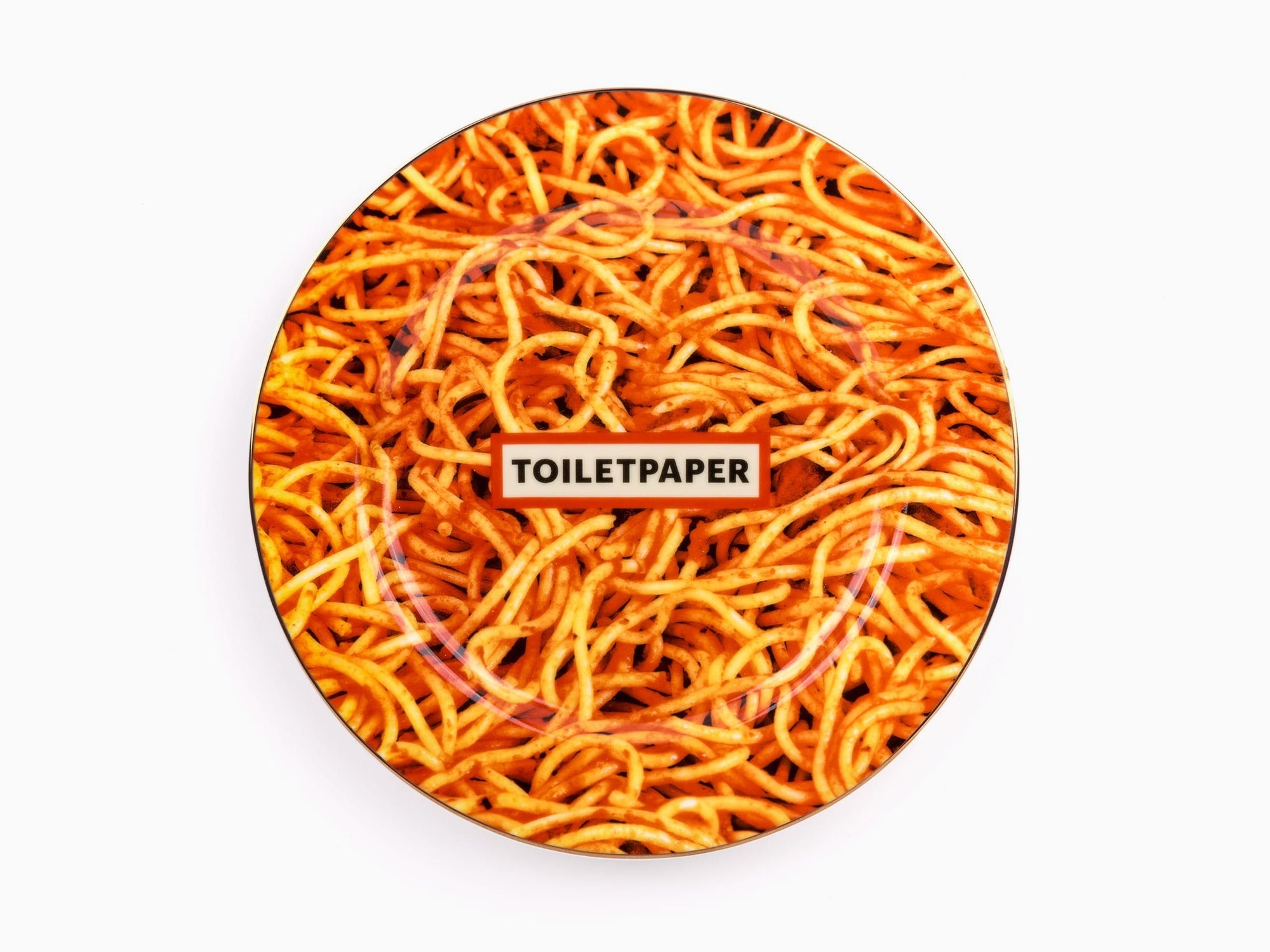 Seletti porte du papier toilette - Assiette porcelaine dorée - Spaghetti