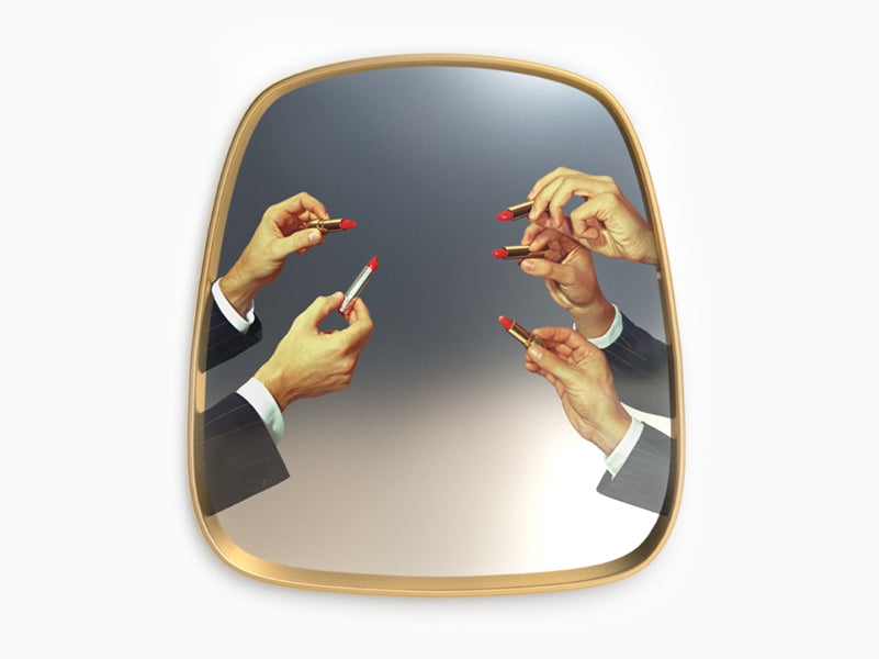 Seletti wears Toiletpaper - Miroir doré Rouges à lèvres (petit modèle 54 x 59 cm)