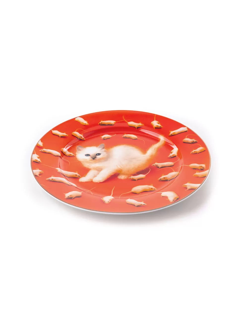 Seletti porte Toiletpaper - assiette en porcelaine bordure or Chaton