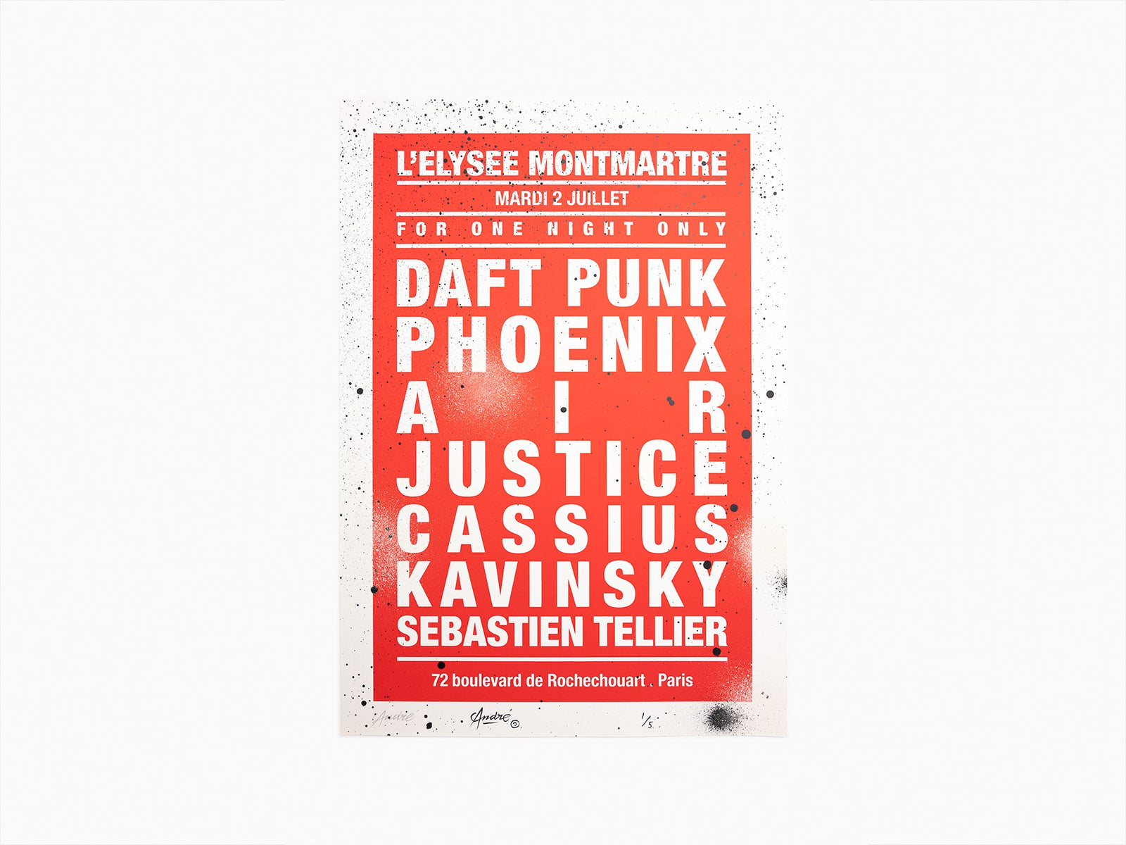 André - Dream Concerts (Daft Punk) Rouge / Blanc (rehaussé à la main)