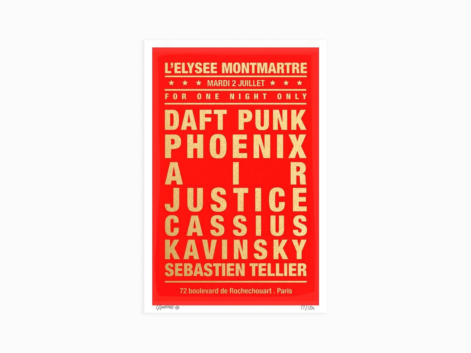 André - Concert de rêve "Daft Punk, L'Elysée Montmartre" - Rouge/Or métallique
