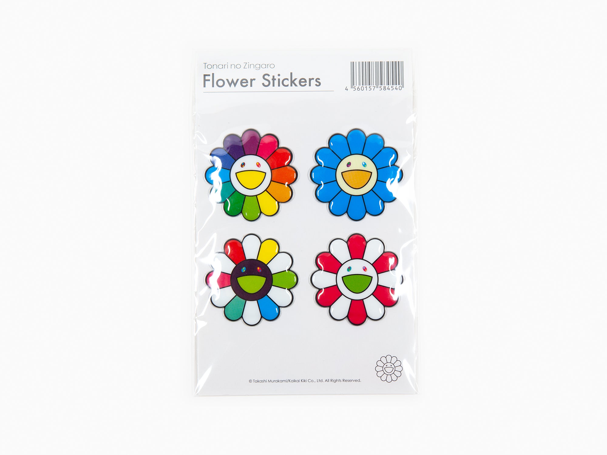 Takashi Murakami - Bubblingly Sticker - 4 Fleurs (arc-en-ciel, rose, cyan)