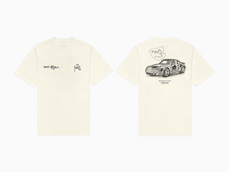 Daniel Arsham - Tee-shirt Porsche Drawing Crème