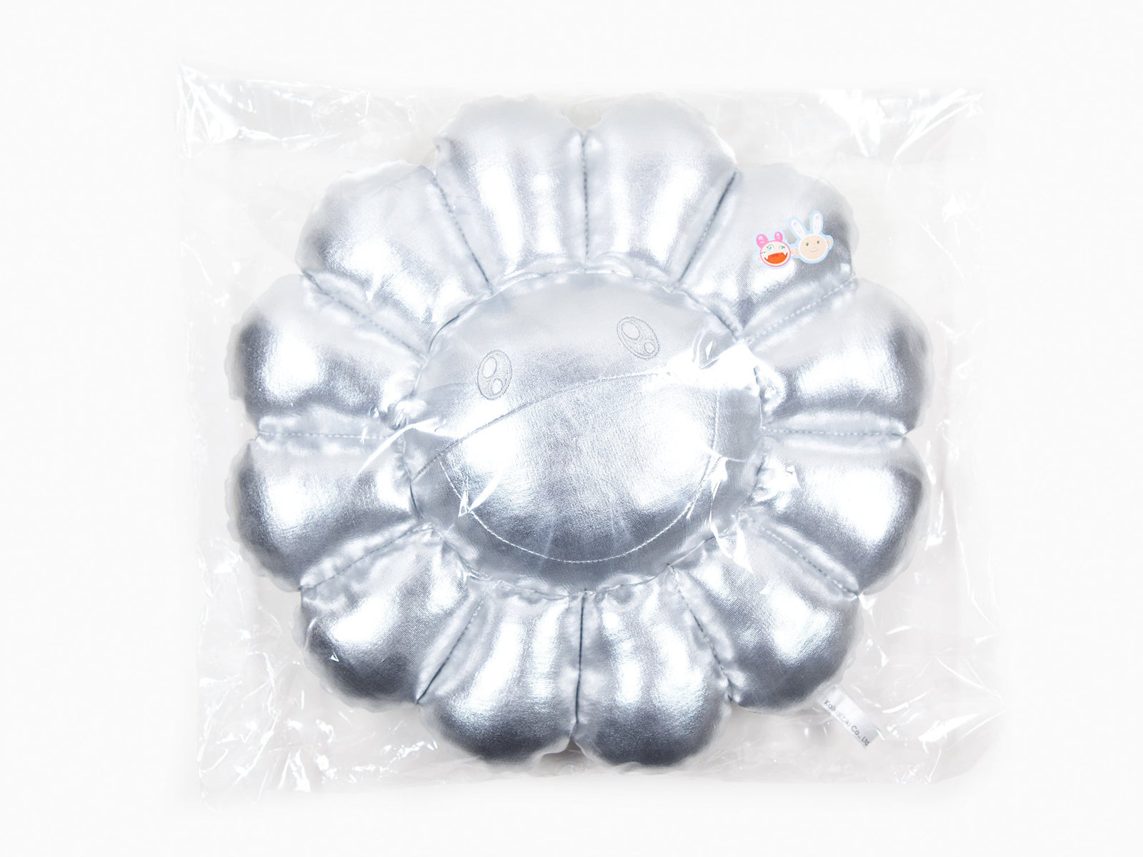 Takashi Murakami - coussin fleur - 30 cm - Argent