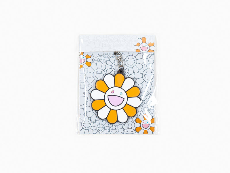 Takashi Murakami - Porte-clés caoutchouc en forme de fleur - Orange & Blanc