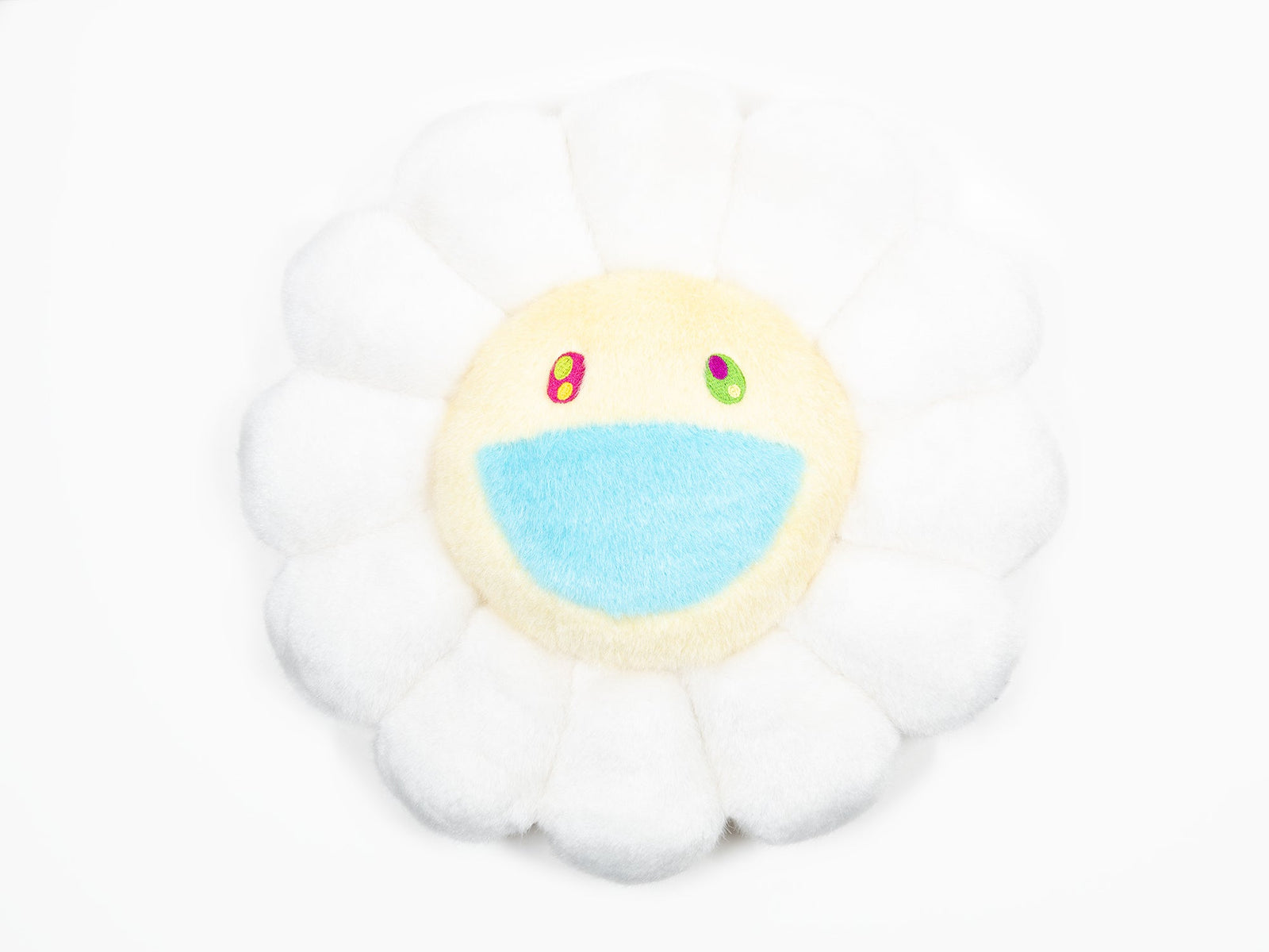 Takashi MURAKAMI - Coussin Fleur - 30 cm - Blanc (bouche bleue)